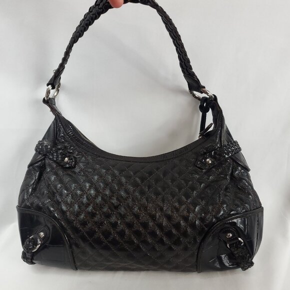 Brighton Black Quilted Leather Braided Trim Large Shoulder Bag - Picture 5 of 16